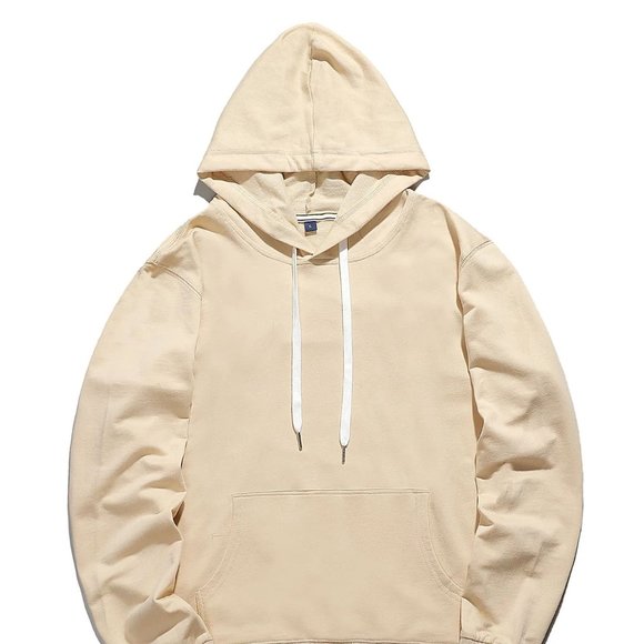 Casual Apricot Men Japanese Letter & Tree Print Hoodie - Picture 3 of 7